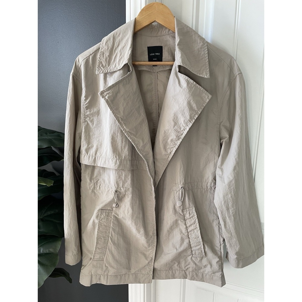 Love Tree Lightweight Drawstring Jacket | Beige | Women's Small